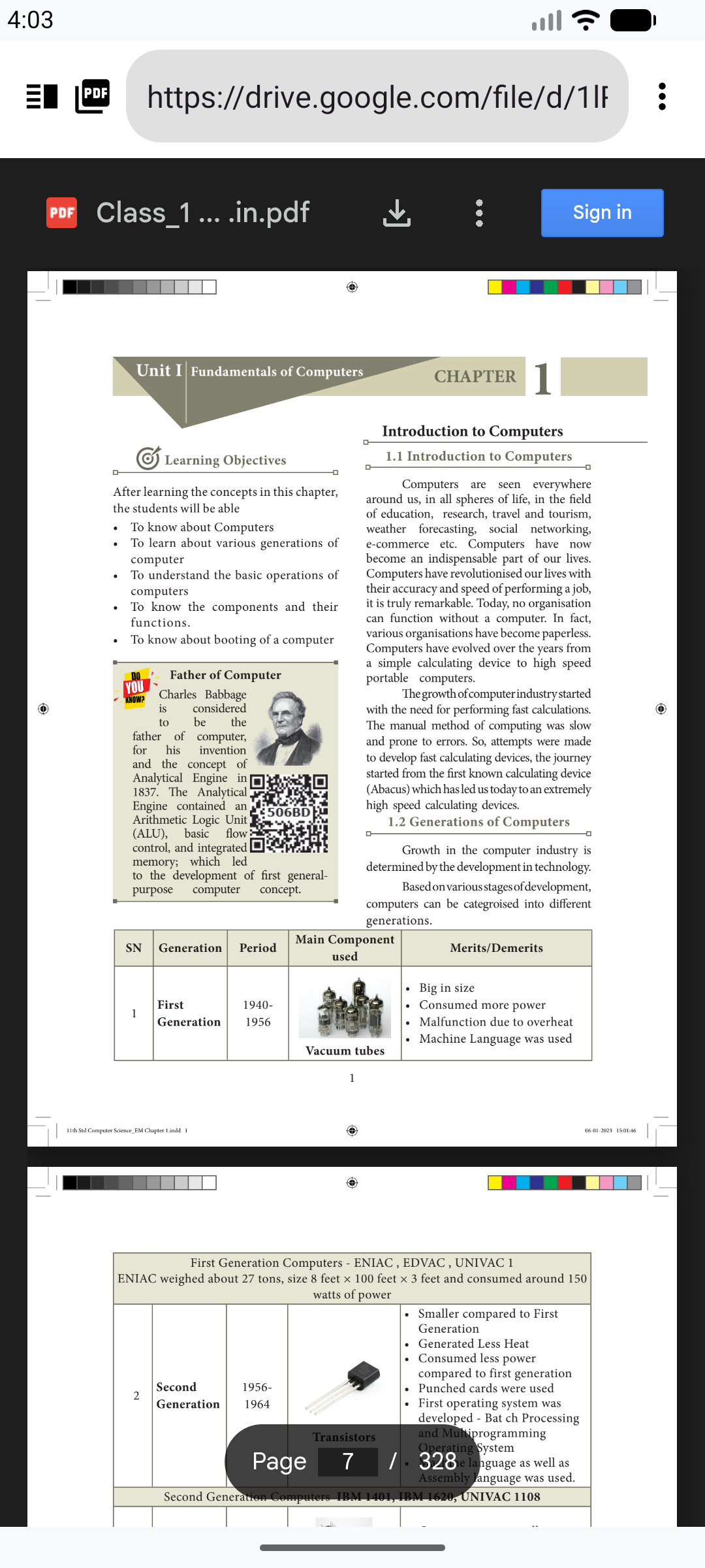 TutorBoard on a phone showing a PDF textbook open inside the built-in web viewer.